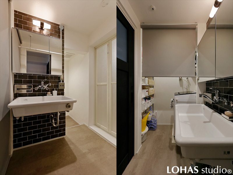シンプルで機能美を追求したホテルライクな洗面室の様子